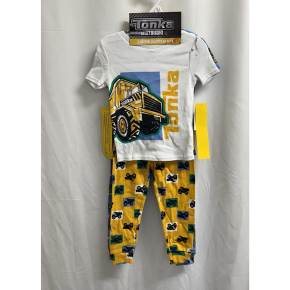 Tonka Construction Truck & Bulldozer 4 piece Pajama Set Toddler Boys Size 3T - Picture 1 of 7